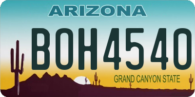 AZ license plate BOH4540