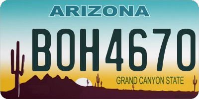 AZ license plate BOH4670