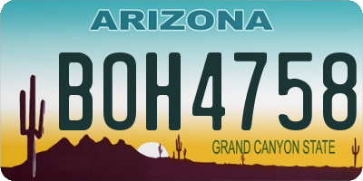 AZ license plate BOH4758
