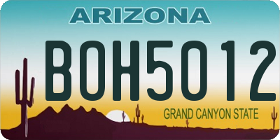 AZ license plate BOH5012