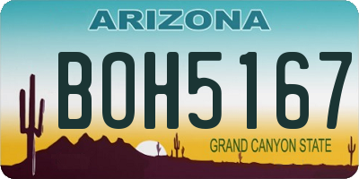 AZ license plate BOH5167