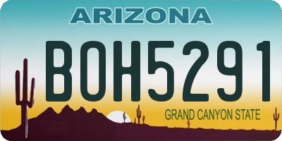 AZ license plate BOH5291