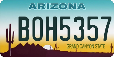 AZ license plate BOH5357