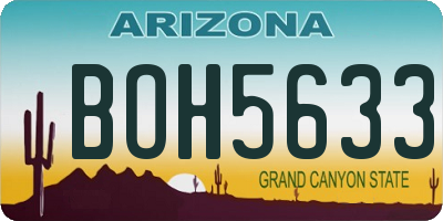 AZ license plate BOH5633