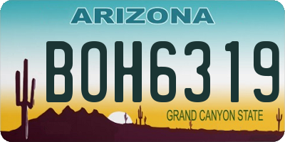 AZ license plate BOH6319