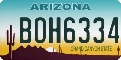 AZ license plate BOH6334
