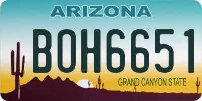 AZ license plate BOH6651