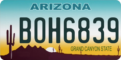 AZ license plate BOH6839
