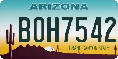 AZ license plate BOH7542