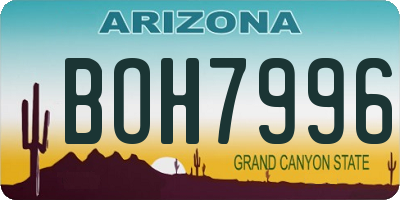 AZ license plate BOH7996