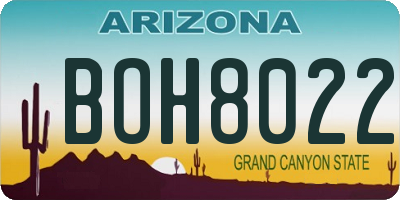 AZ license plate BOH8022