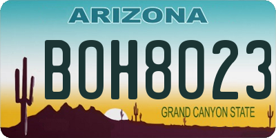 AZ license plate BOH8023