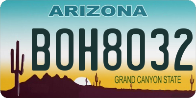 AZ license plate BOH8032