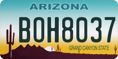 AZ license plate BOH8037