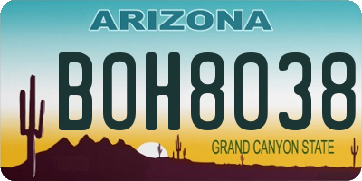 AZ license plate BOH8038