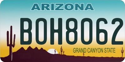 AZ license plate BOH8062