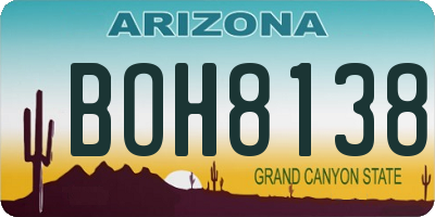 AZ license plate BOH8138