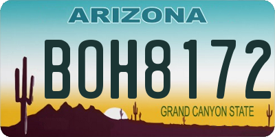 AZ license plate BOH8172