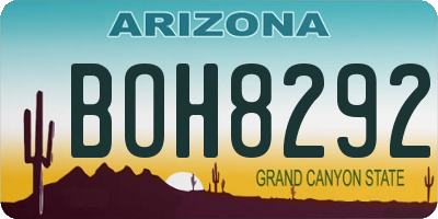 AZ license plate BOH8292