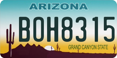 AZ license plate BOH8315