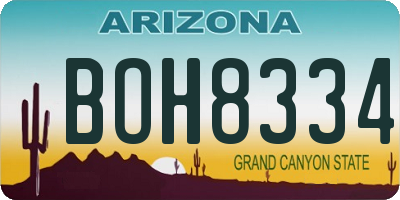 AZ license plate BOH8334