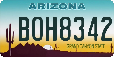 AZ license plate BOH8342