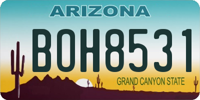 AZ license plate BOH8531