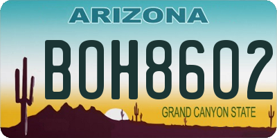 AZ license plate BOH8602