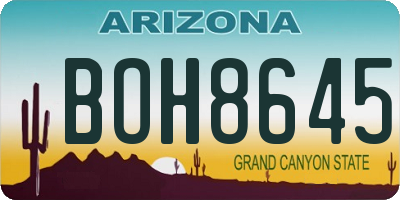 AZ license plate BOH8645