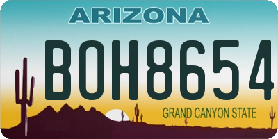 AZ license plate BOH8654