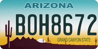 AZ license plate BOH8672
