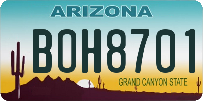 AZ license plate BOH8701