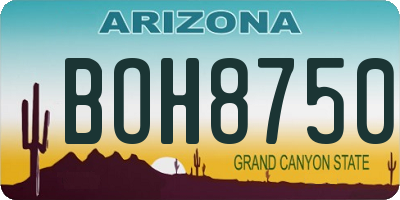 AZ license plate BOH8750