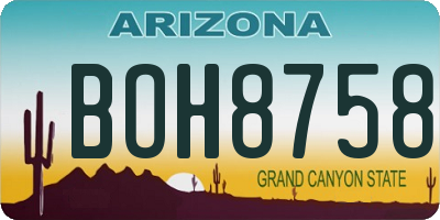AZ license plate BOH8758