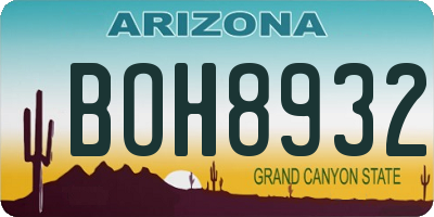 AZ license plate BOH8932