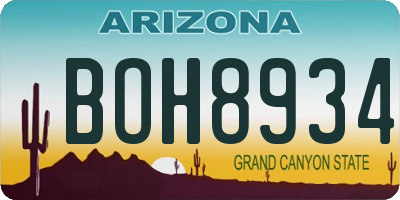 AZ license plate BOH8934