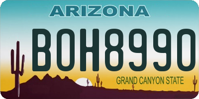 AZ license plate BOH8990