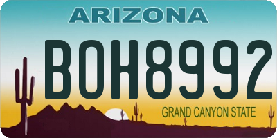 AZ license plate BOH8992