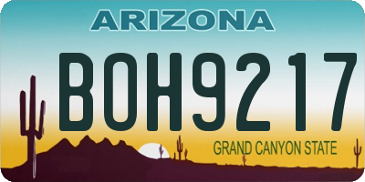AZ license plate BOH9217