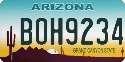 AZ license plate BOH9234