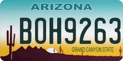 AZ license plate BOH9263