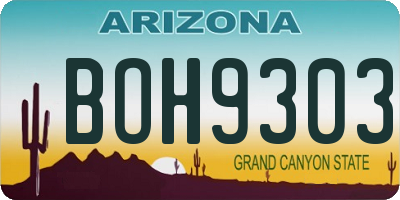 AZ license plate BOH9303