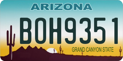 AZ license plate BOH9351