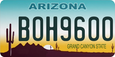 AZ license plate BOH9600