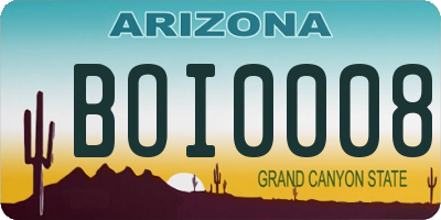 AZ license plate BOI0008