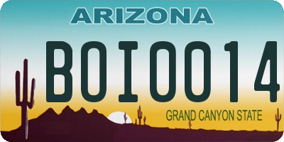 AZ license plate BOI0014