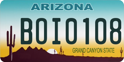 AZ license plate BOI0108