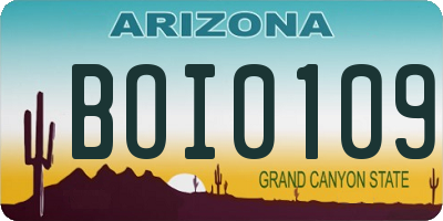 AZ license plate BOI0109