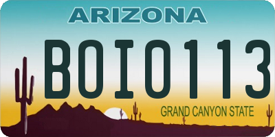AZ license plate BOI0113