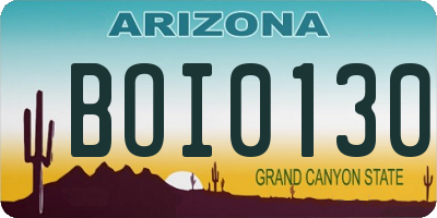 AZ license plate BOI0130